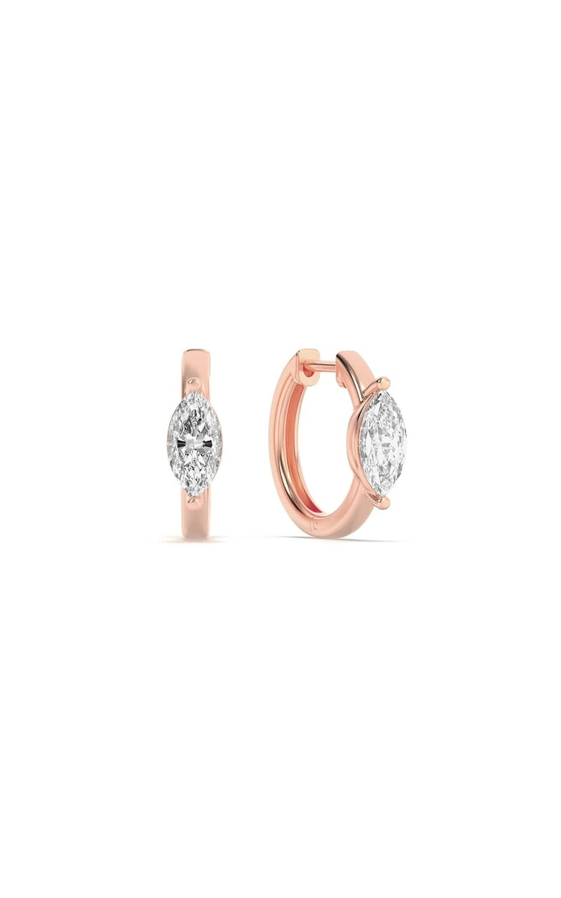 1.5Cttw Marquise Shaped Lab Grown Diamond (F/VS) Solitaire Huggie Earrings in 14K Gold