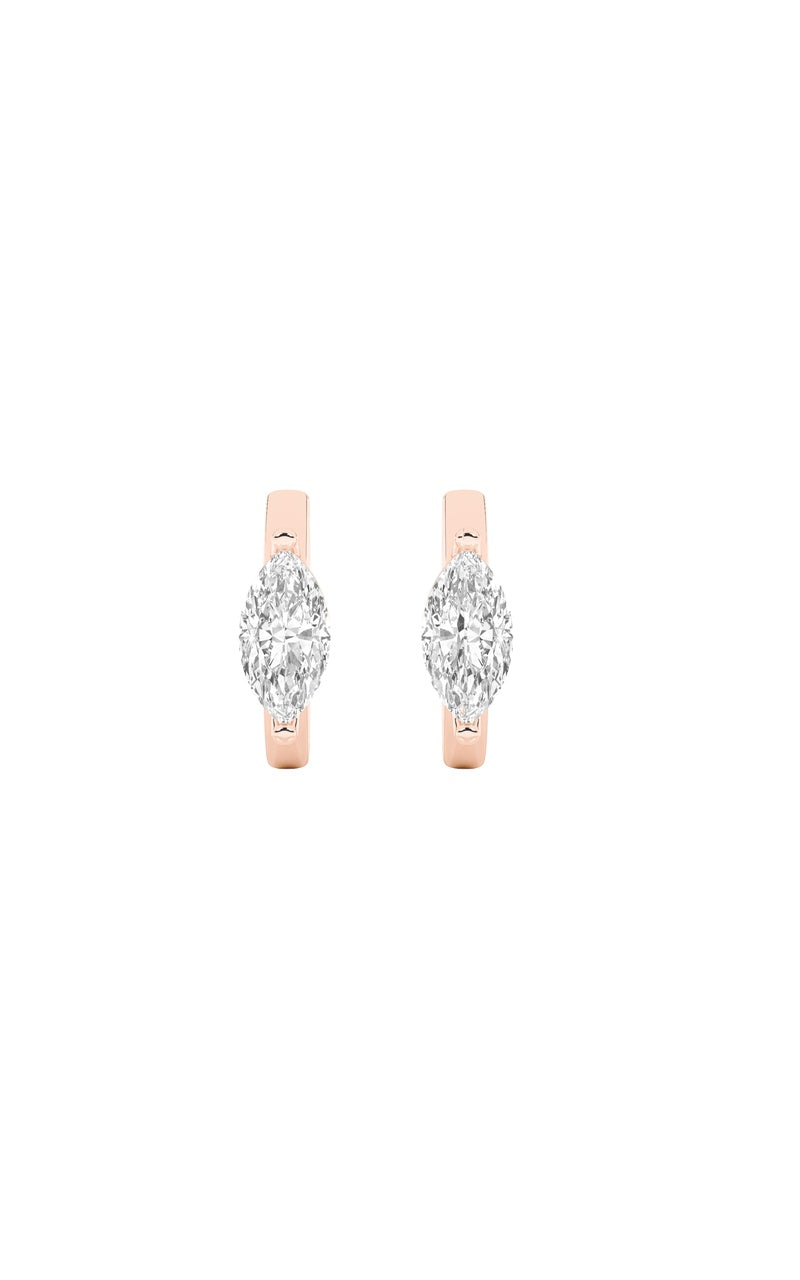 1.5Cttw Marquise Shaped Lab Grown Diamond (F/VS) Solitaire Huggie Earrings in 14K Gold