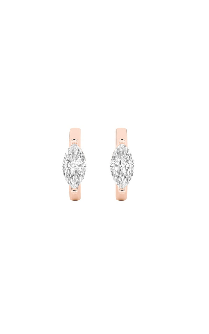 3.25Cttw Marquise Shaped Lab Grown Diamond (F/VS) Solitaire Huggie Earrings in 14K Gold