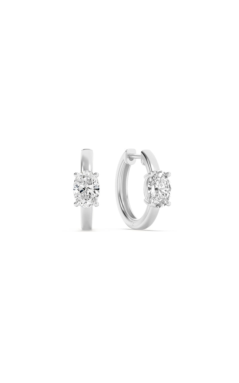 1.5Cttw Oval Shaped Lab Grown Diamond (F/VS) Solitaire Huggie Earrings in 14K Gold
