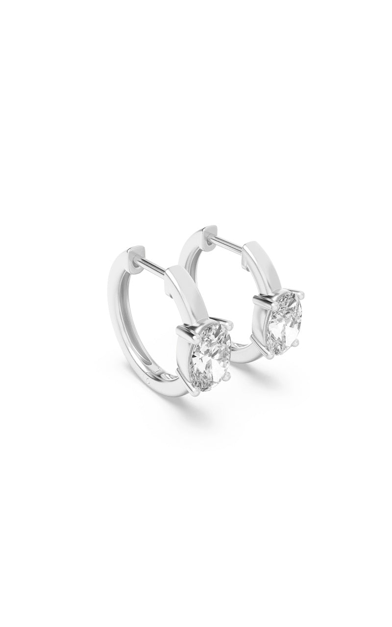 1.5Cttw Oval Shaped Lab Grown Diamond (F/VS) Solitaire Huggie Earrings in 14K Gold