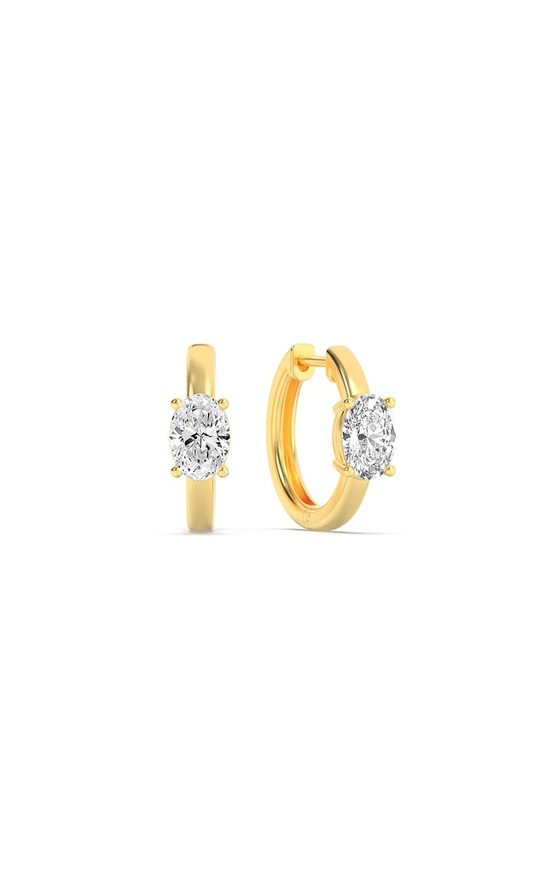 1.5Cttw Oval Shaped Lab Grown Diamond (F/VS) Solitaire Huggie Earrings in 14K Gold