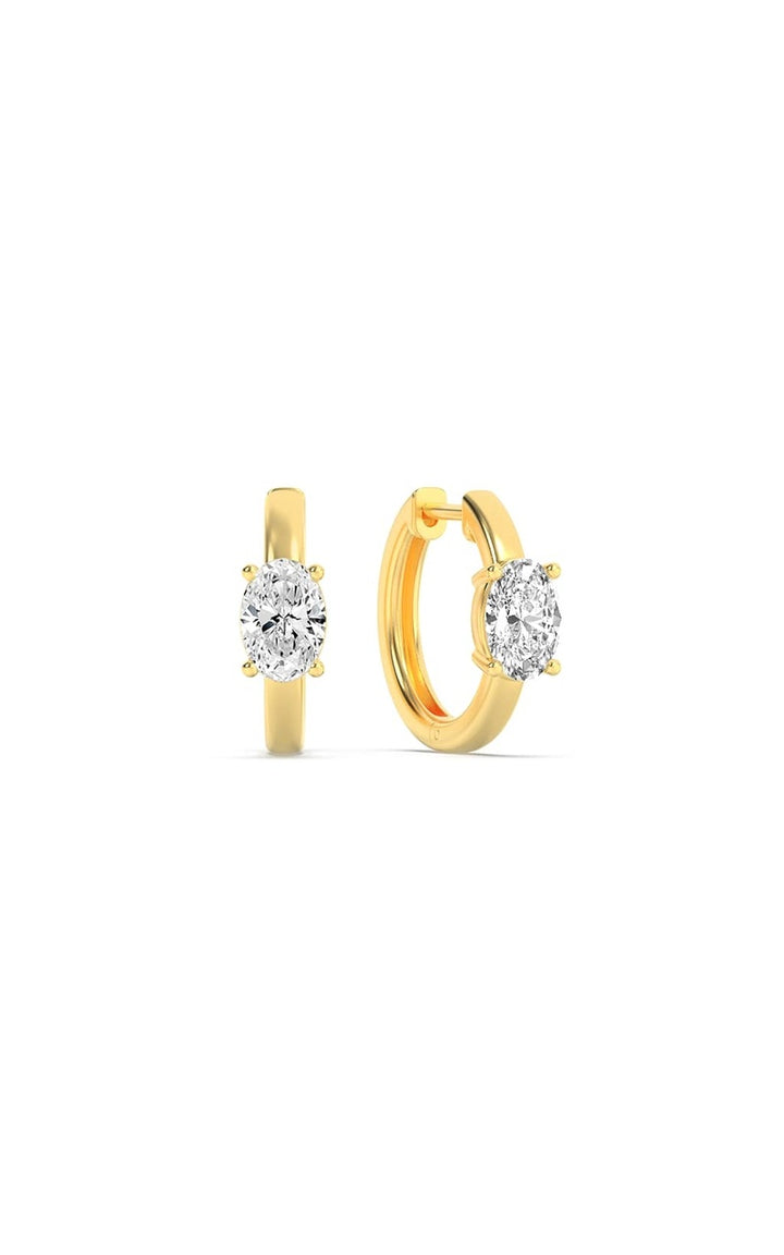 1.5Cttw Oval Shaped Lab Grown Diamond (F/VS) Solitaire Huggie Earrings in 14K Gold