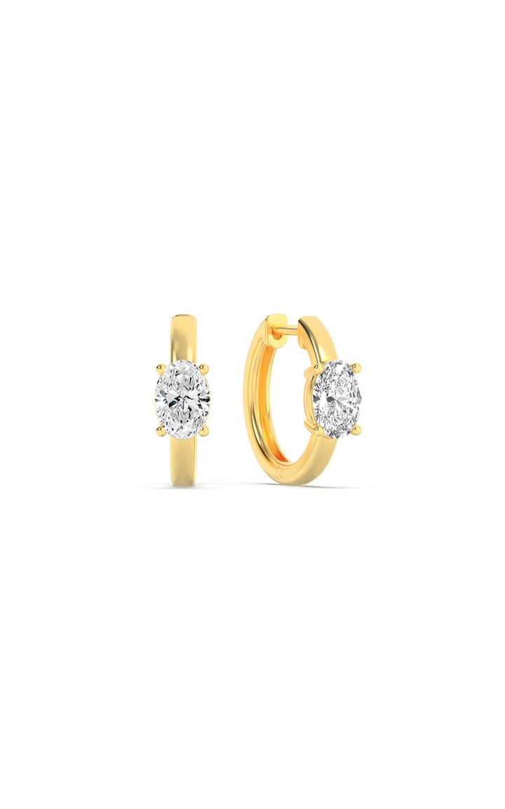 1.5Cttw Oval Shaped Lab Grown Diamond (F/VS) Solitaire Huggie Earrings in 14K Gold