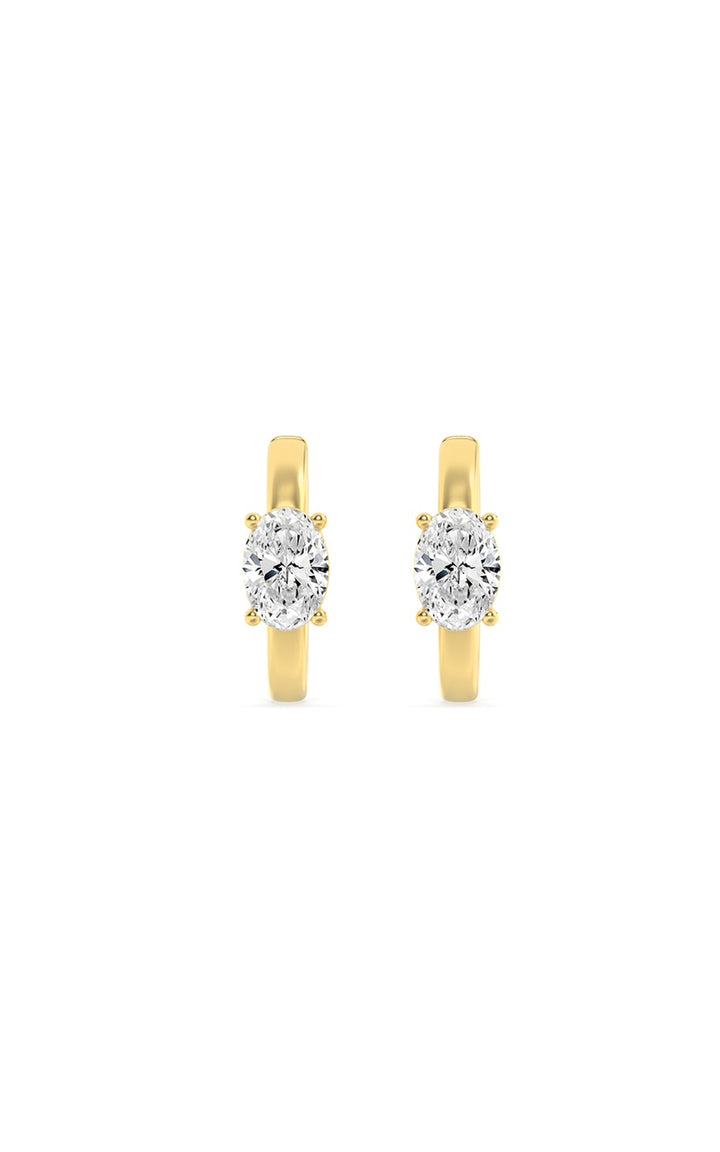 1.5Cttw Oval Shaped Lab Grown Diamond (F/VS) Solitaire Huggie Earrings in 14K Gold