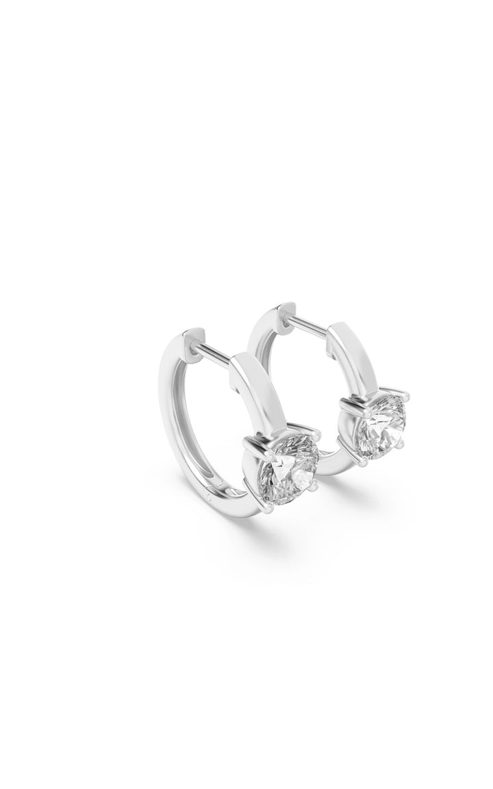 1.5Cttw Round Shaped Lab Grown Diamond (F/VS) Solitaire Huggie Earrings in 14K Gold