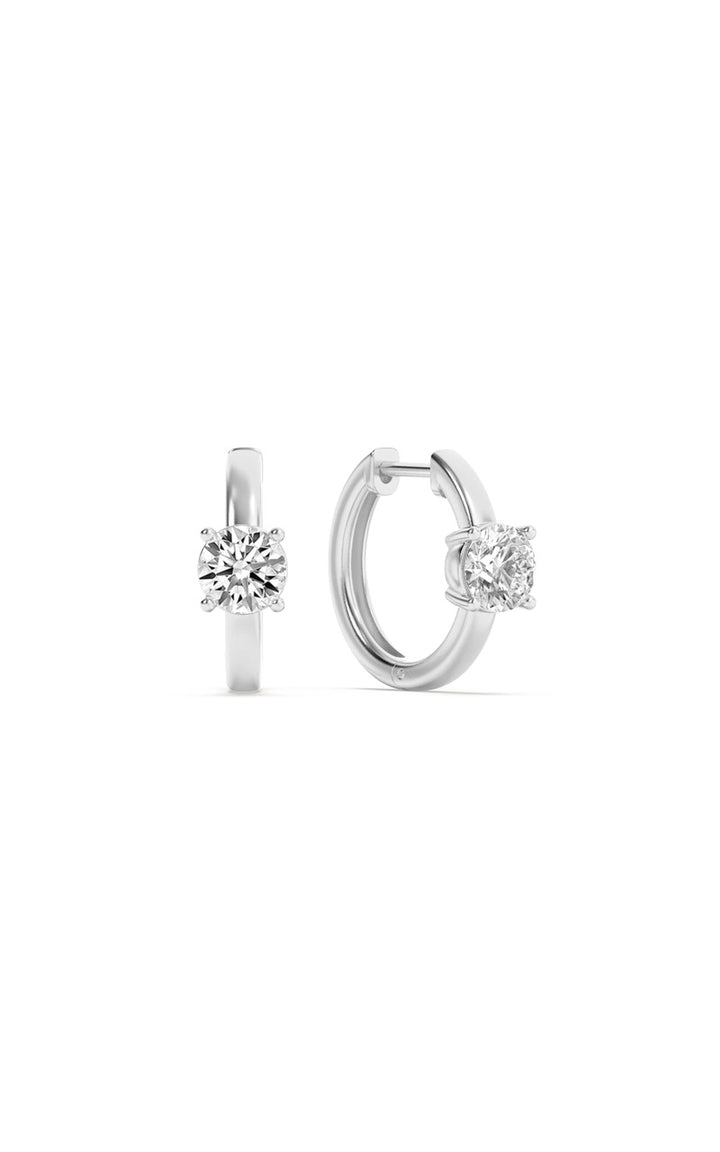 1.5Cttw Round Shaped Lab Grown Diamond (F/VS) Solitaire Huggie Earrings in 14K Gold