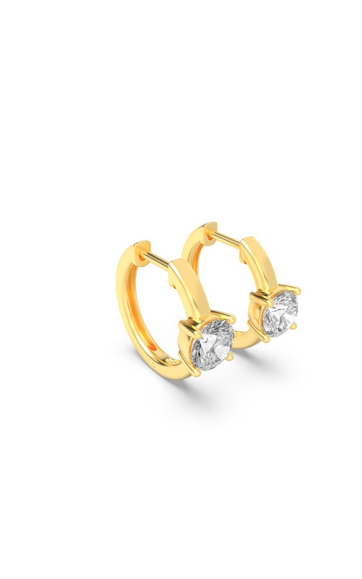 1.5Cttw Round Shaped Lab Grown Diamond (F/VS) Solitaire Huggie Earrings in 14K Gold