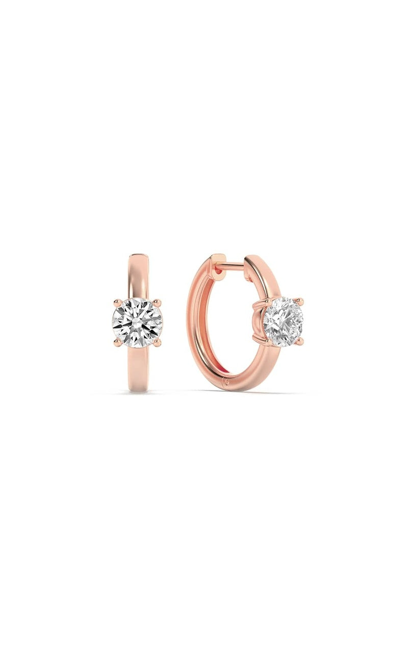 1.5Cttw Round Shaped Lab Grown Diamond (F/VS) Solitaire Huggie Earrings in 14K Gold