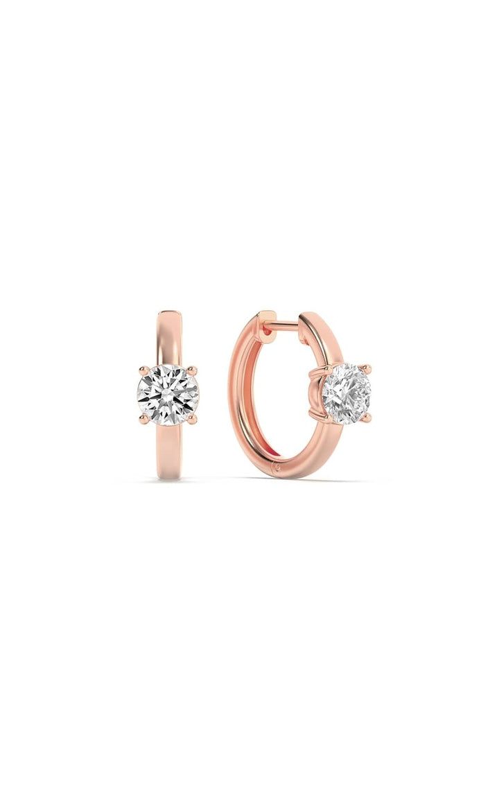 1.5Cttw Round Shaped Lab Grown Diamond (F/VS) Solitaire Huggie Earrings in 14K Gold