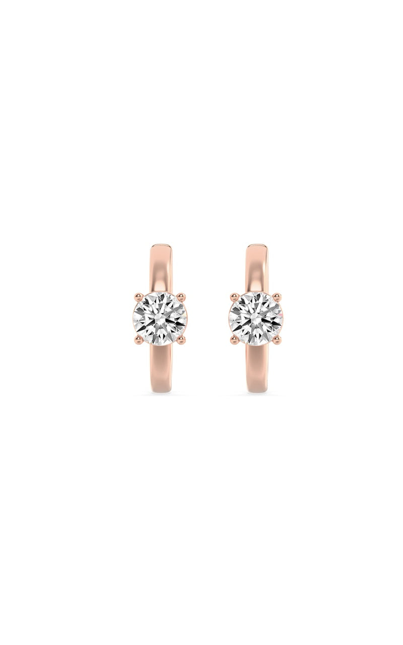 1.5Cttw Round Shaped Lab Grown Diamond (F/VS) Solitaire Huggie Earrings in 14K Gold