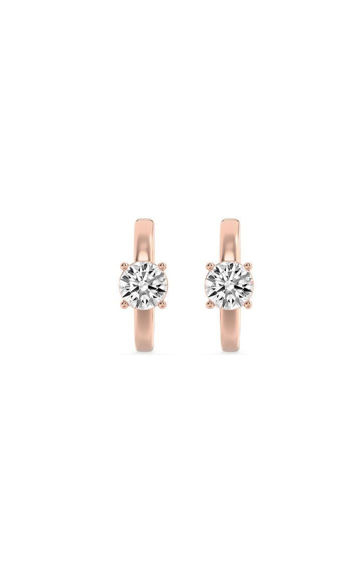 1.5Cttw Round Shaped Lab Grown Diamond (F/VS) Solitaire Huggie Earrings in 14K Gold