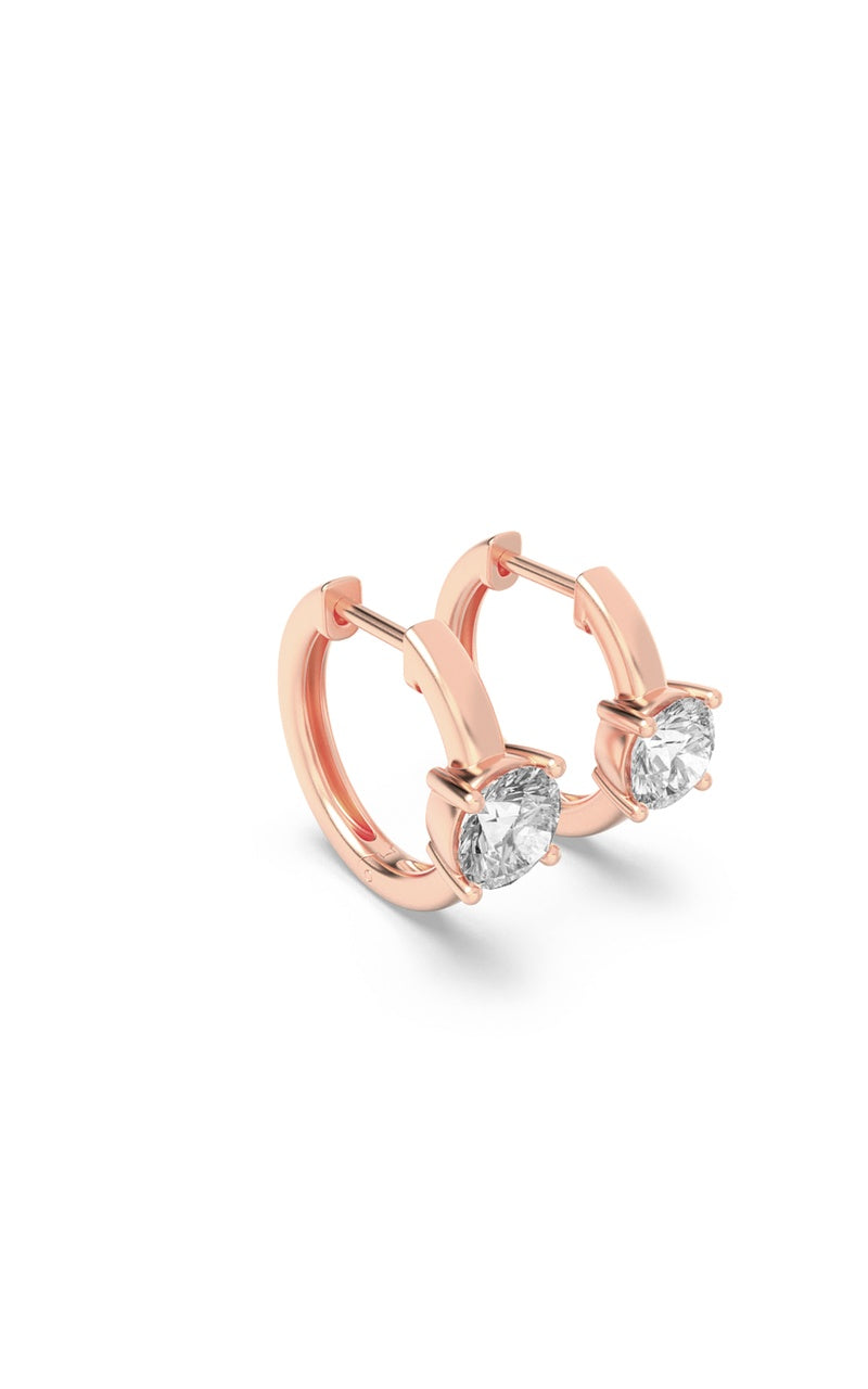 1.5Cttw Round Shaped Lab Grown Diamond (F/VS) Solitaire Huggie Earrings in 14K Gold
