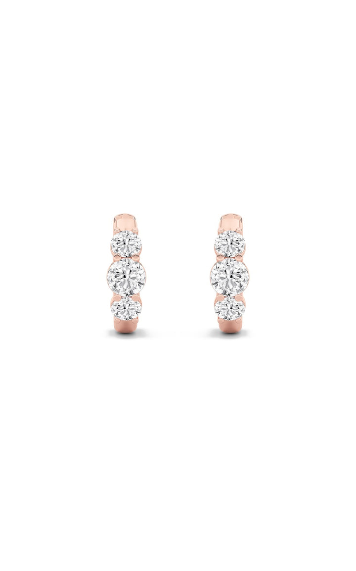 2Cttw Round Shaped Lab Grown Diamond (F/VS) ThreeStone Huggie Earrings in 10K Gold