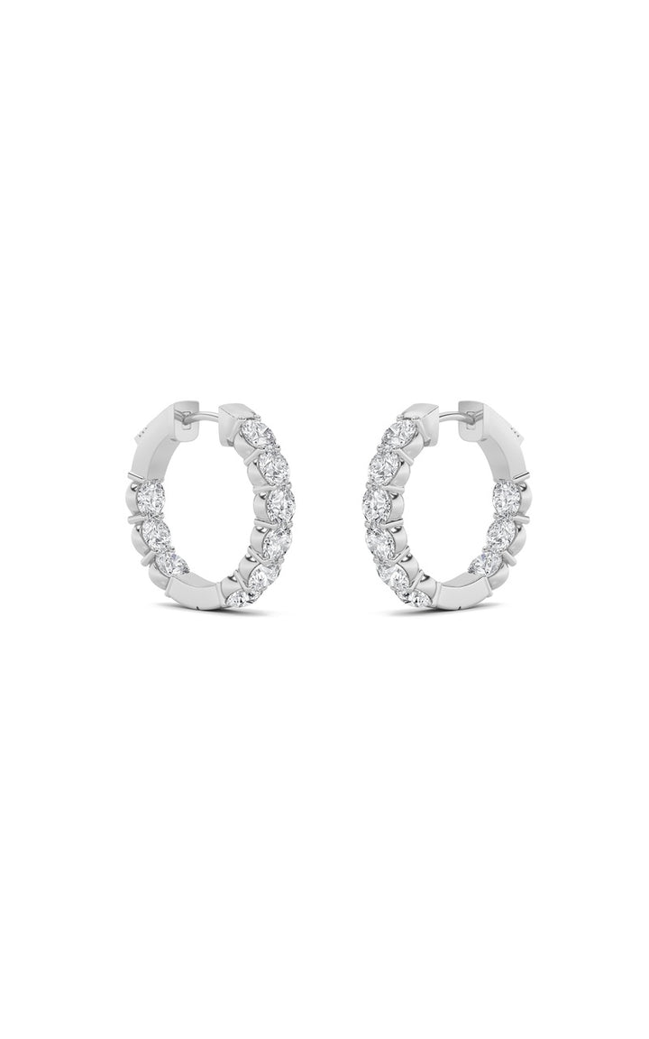 3Cttw Round Shaped Lab Grown Diamond (F/VS) Inside out Hoop Earrings in 14K Gold