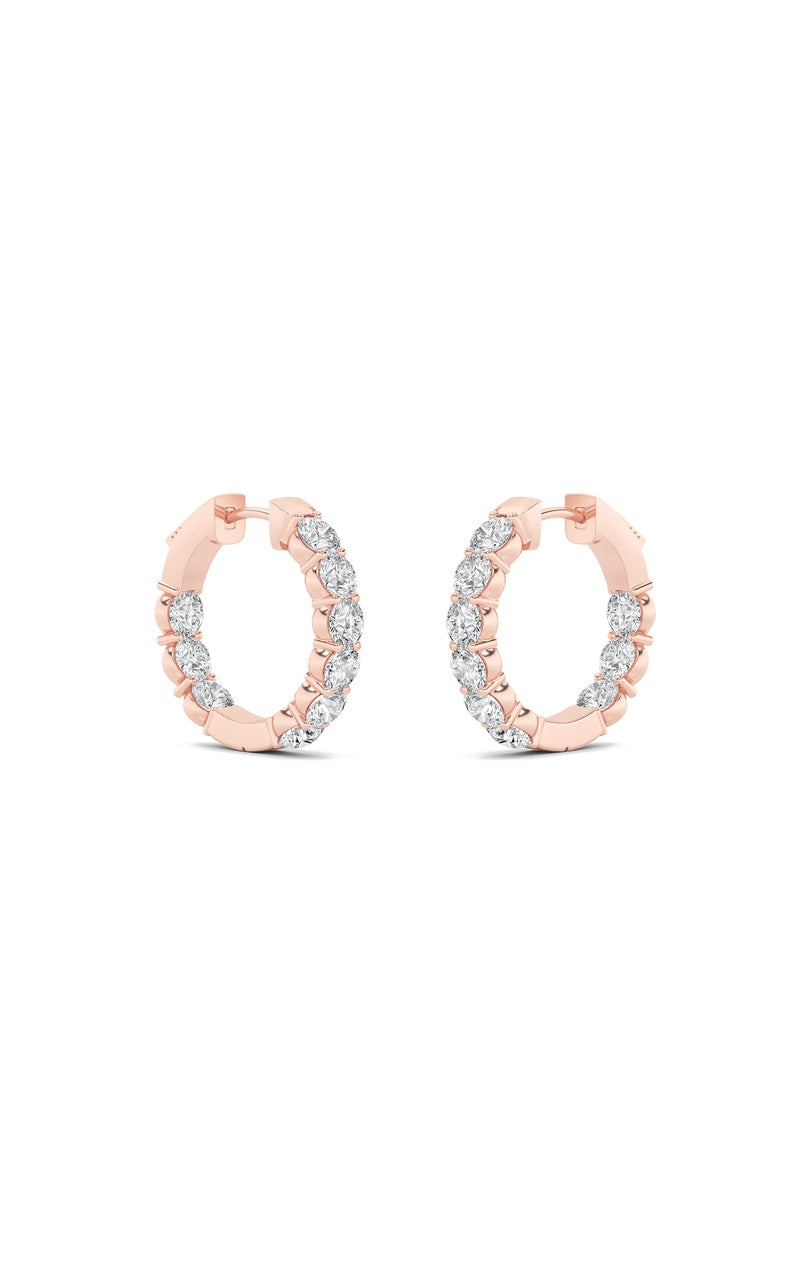 3Cttw Round Shaped Lab Grown Diamond (F/VS) Inside out Hoop Earrings in 14K Gold