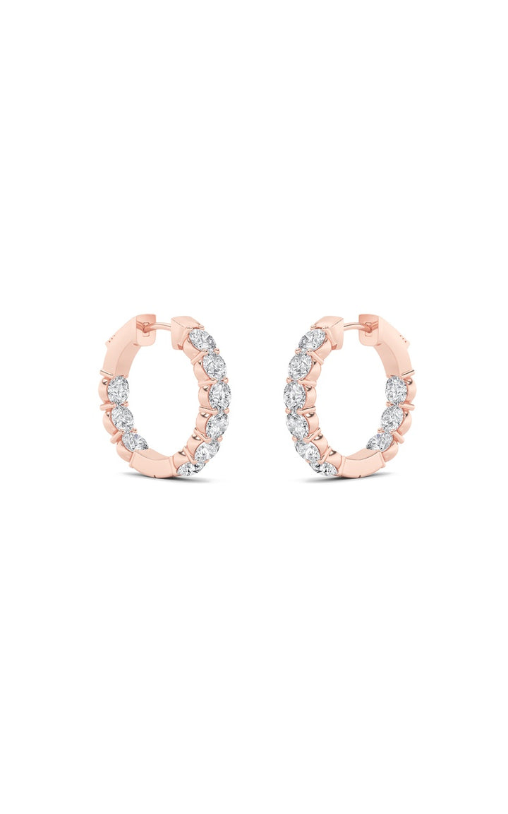 3Cttw Round Shaped Lab Grown Diamond (F/VS) Inside out Hoop Earrings in 14K Gold