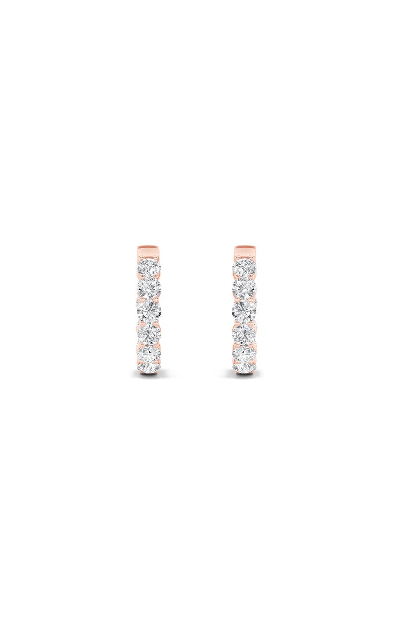 3Cttw Round Shaped Lab Grown Diamond (F/VS) Inside out Hoop Earrings in 14K Gold