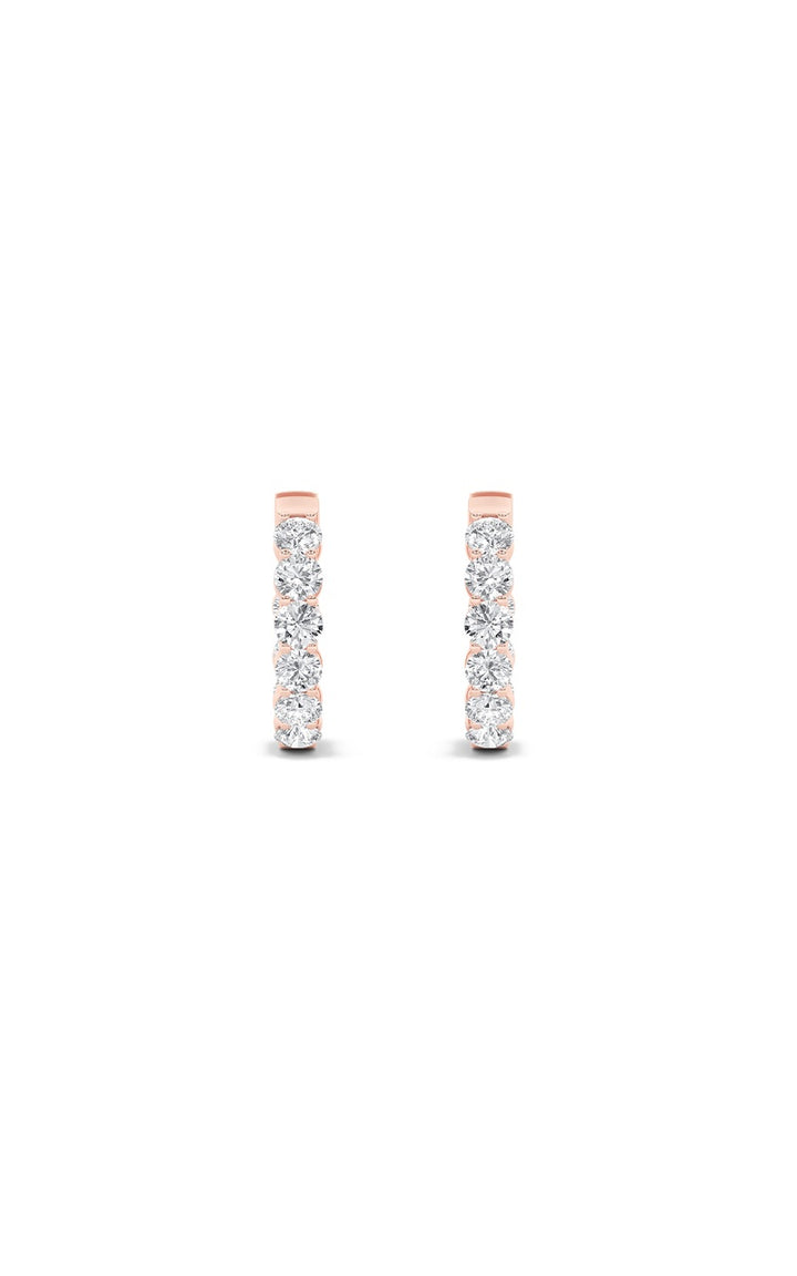 3Cttw Round Shaped Lab Grown Diamond (F/VS) Inside out Hoop Earrings in 14K Gold