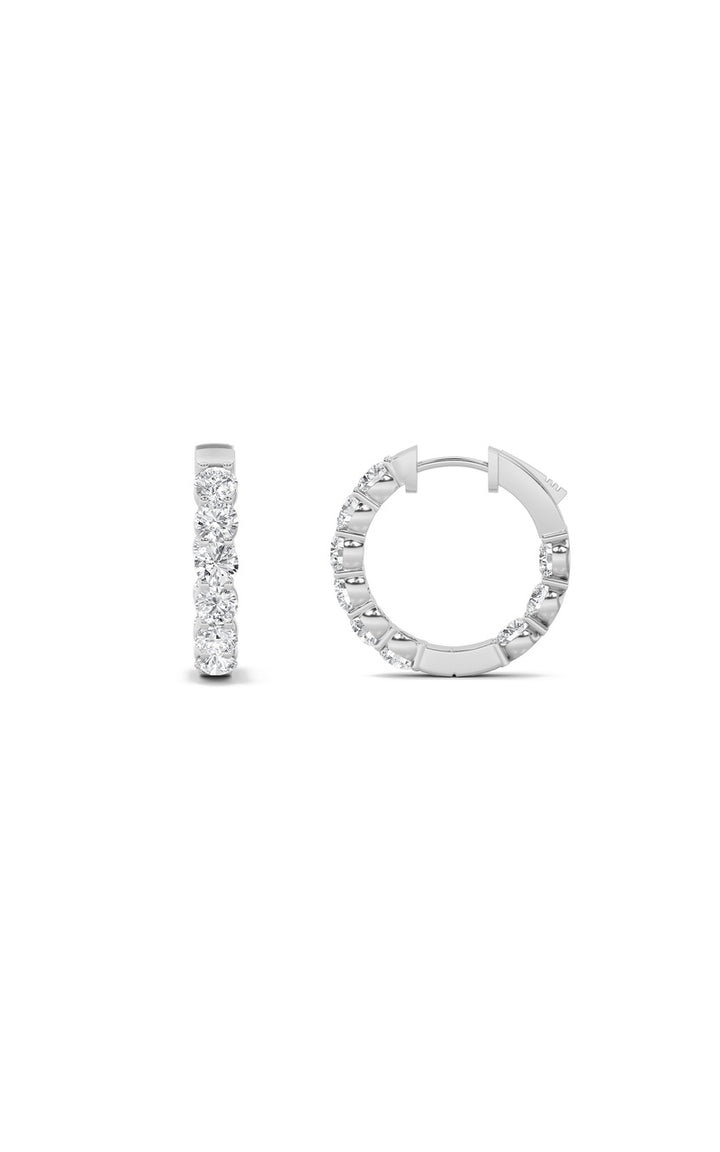 5Cttw Round Shaped Lab Grown Diamond (F/VS) Inside out Hoop Earrings in 14K Gold