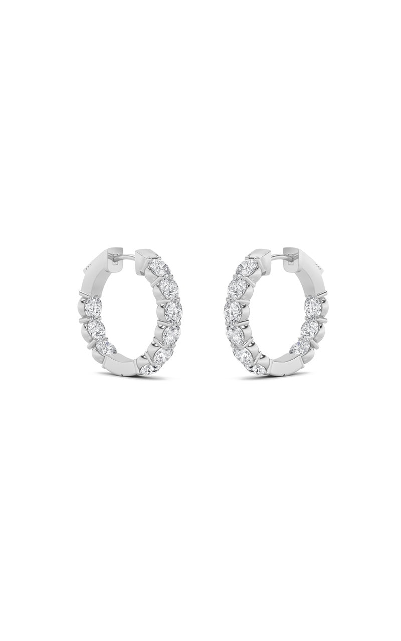 5Cttw Round Shaped Lab Grown Diamond (F/VS) Inside out Hoop Earrings in 14K Gold