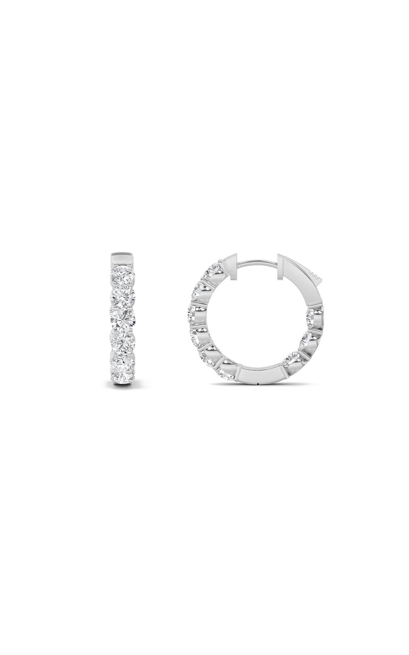 7Cttw Round Shaped Lab Grown Diamond (F/VS) Inside out Hoop Earrings in 14K Gold