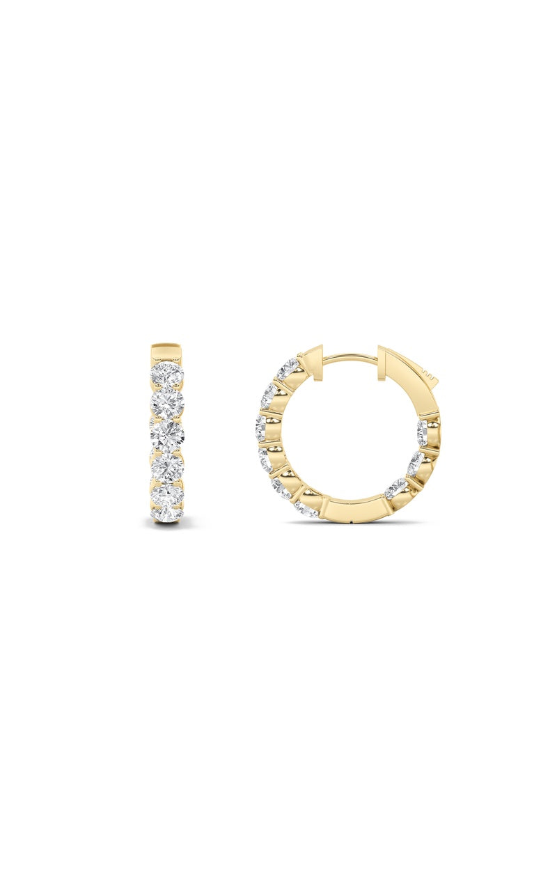 7Cttw Round Shaped Lab Grown Diamond (F/VS) Inside out Hoop Earrings in 14K Gold