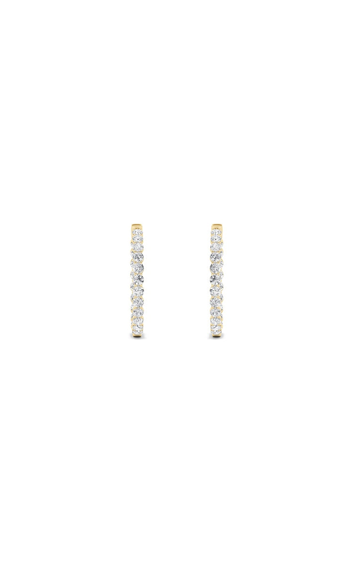 7Cttw Round Shaped Lab Grown Diamond (F/VS) Inside out Hoop Earrings in 14K Gold