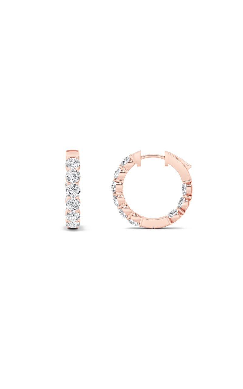 7Cttw Round Shaped Lab Grown Diamond (F/VS) Inside out Hoop Earrings in 14K Gold