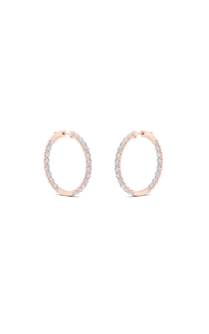 7Cttw Round Shaped Lab Grown Diamond (F/VS) Inside out Hoop Earrings in 14K Gold
