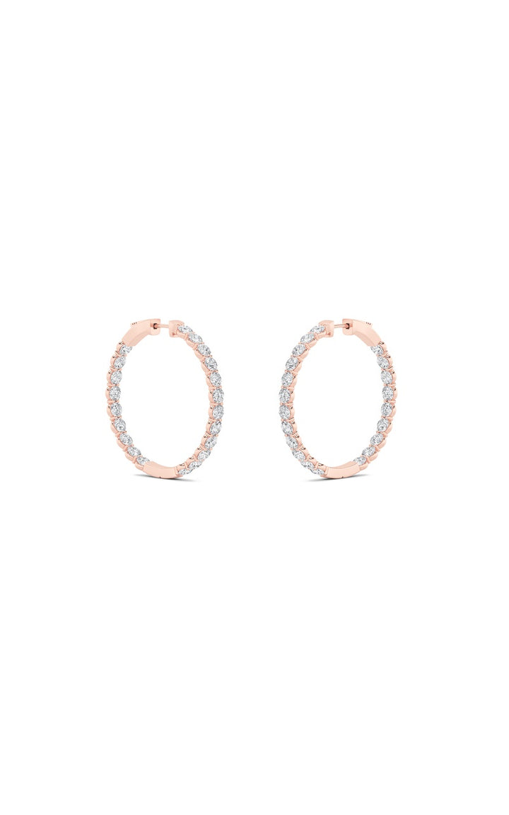 7Cttw Round Shaped Lab Grown Diamond (F/VS) Inside out Hoop Earrings in 14K Gold
