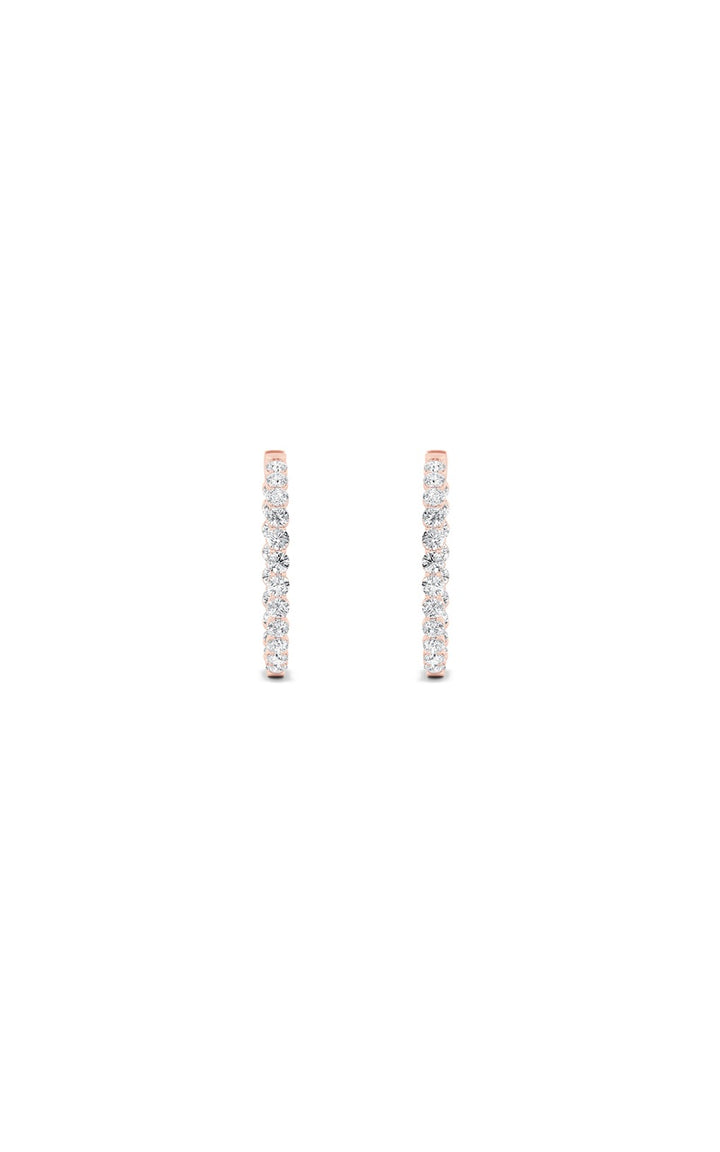 7Cttw Round Shaped Lab Grown Diamond (F/VS) Inside out Hoop Earrings in 14K Gold