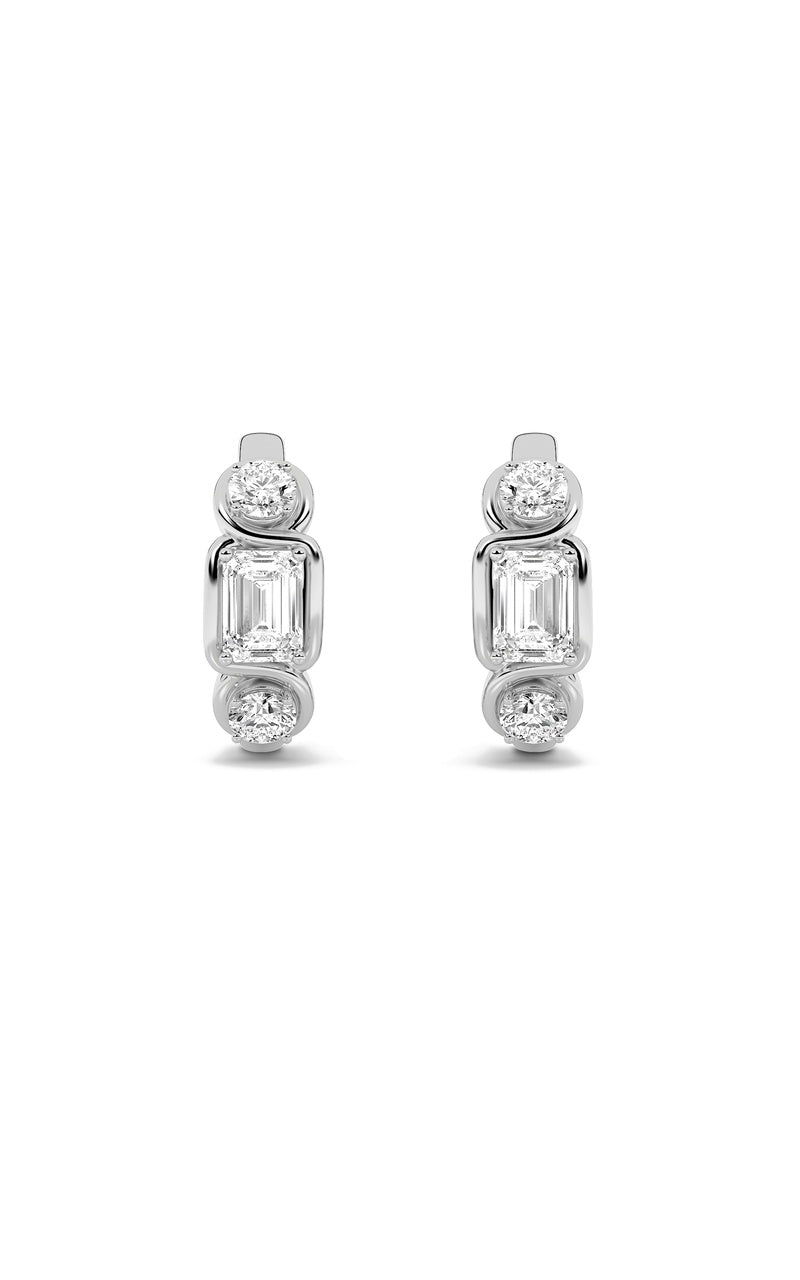 2.5Cttw Emerald Shaped Lab Grown Diamond (F/VS) Three Stone Earrings in 14K Gold