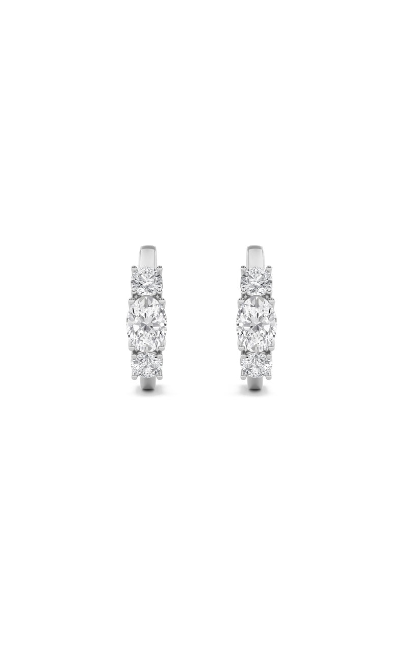 2.5Cttw Oval Shaped Lab Grown Diamond (F/VS) Three Stone Huggie Earrings in 14K Gold