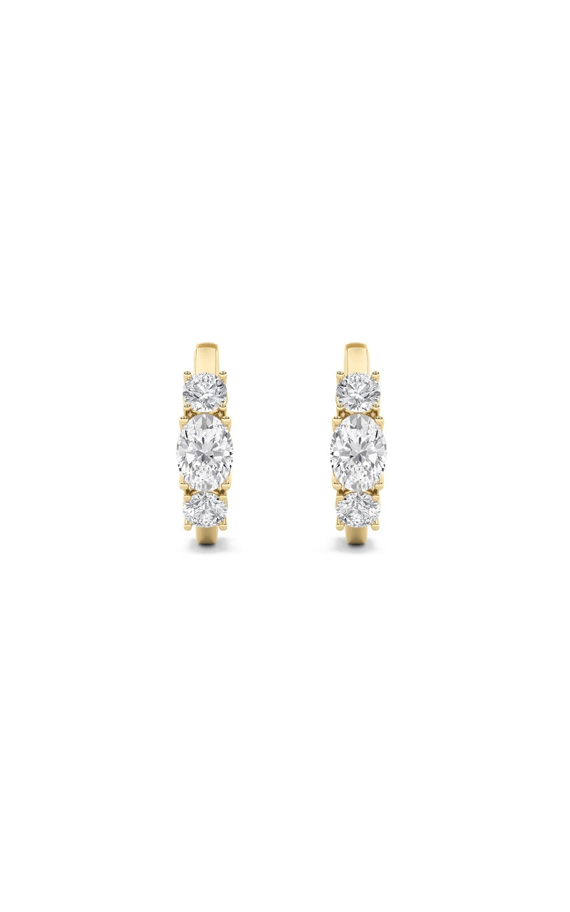 2.5Cttw Oval Shaped Lab Grown Diamond (F/VS) Three Stone Huggie Earrings in 14K Gold
