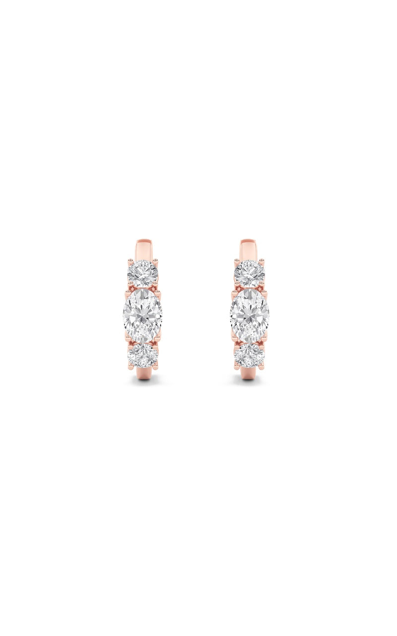 2.5Cttw Oval Shaped Lab Grown Diamond (F/VS) Three Stone Huggie Earrings in 14K Gold