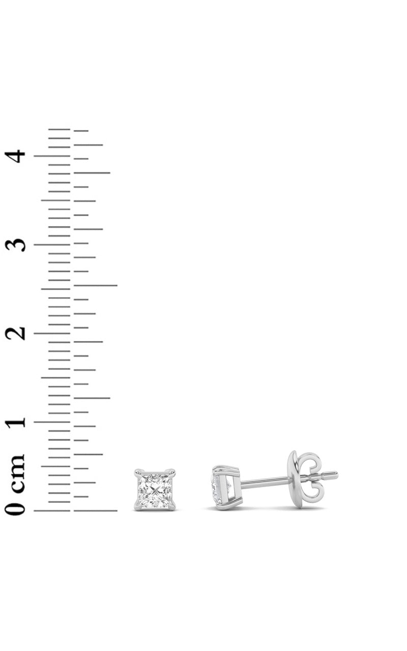 1Cttw Princess Shaped Lab Grown Diamond (F/VS) Classic Basket Set Stud Earrings in 14K Gold