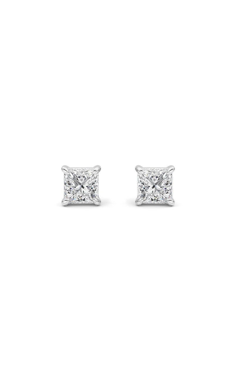4Cttw Princess Shaped Lab Grown Diamond (F/VS) Classic Basket Set Stud Earrings in 14K Gold