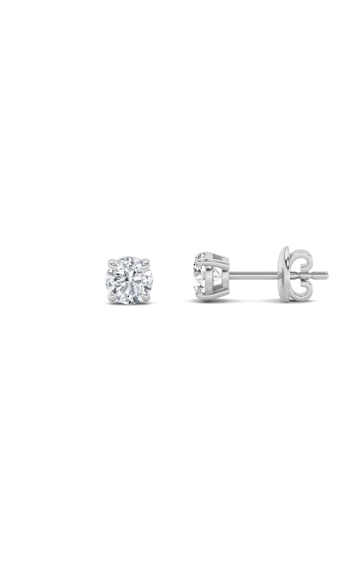 2Cttw Round Shaped Lab Grown Diamond (F/VS) Classic Basket Set Stud Earrings in 14K Gold