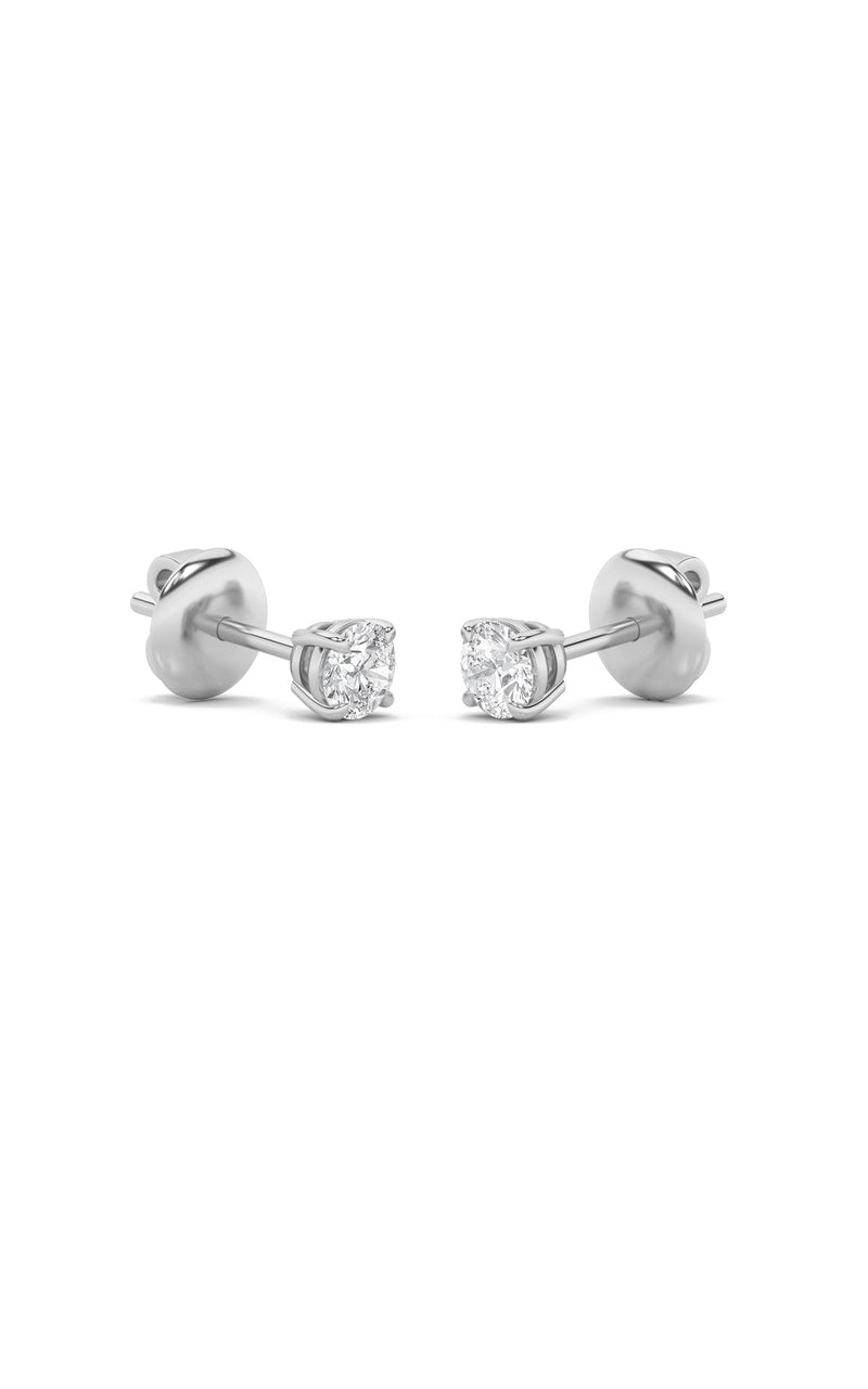 4Cttw Round Shaped Lab Grown Diamond (F/VS) Classic Basket Set Stud Earrings in 14K Gold