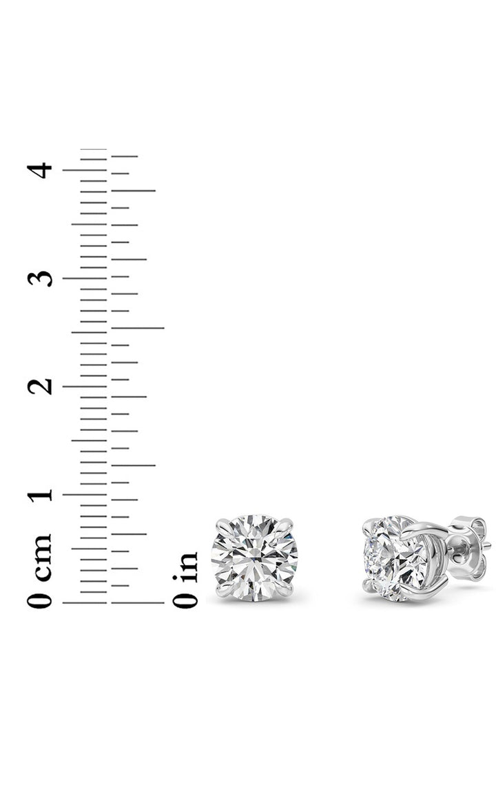 4Cttw Round Shaped Lab Grown Diamond (F/VS) Classic Basket Set Stud Earrings in 14K Gold