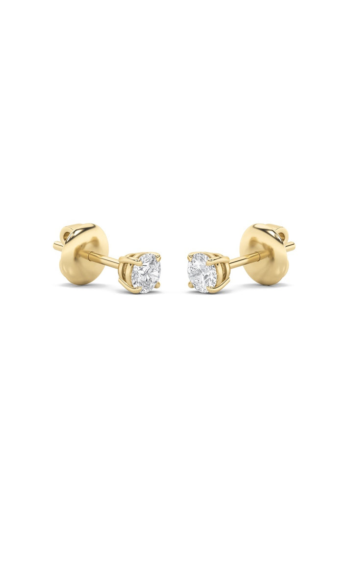 4Cttw Round Shaped Lab Grown Diamond (F/VS) Classic Basket Set Stud Earrings in 14K Gold