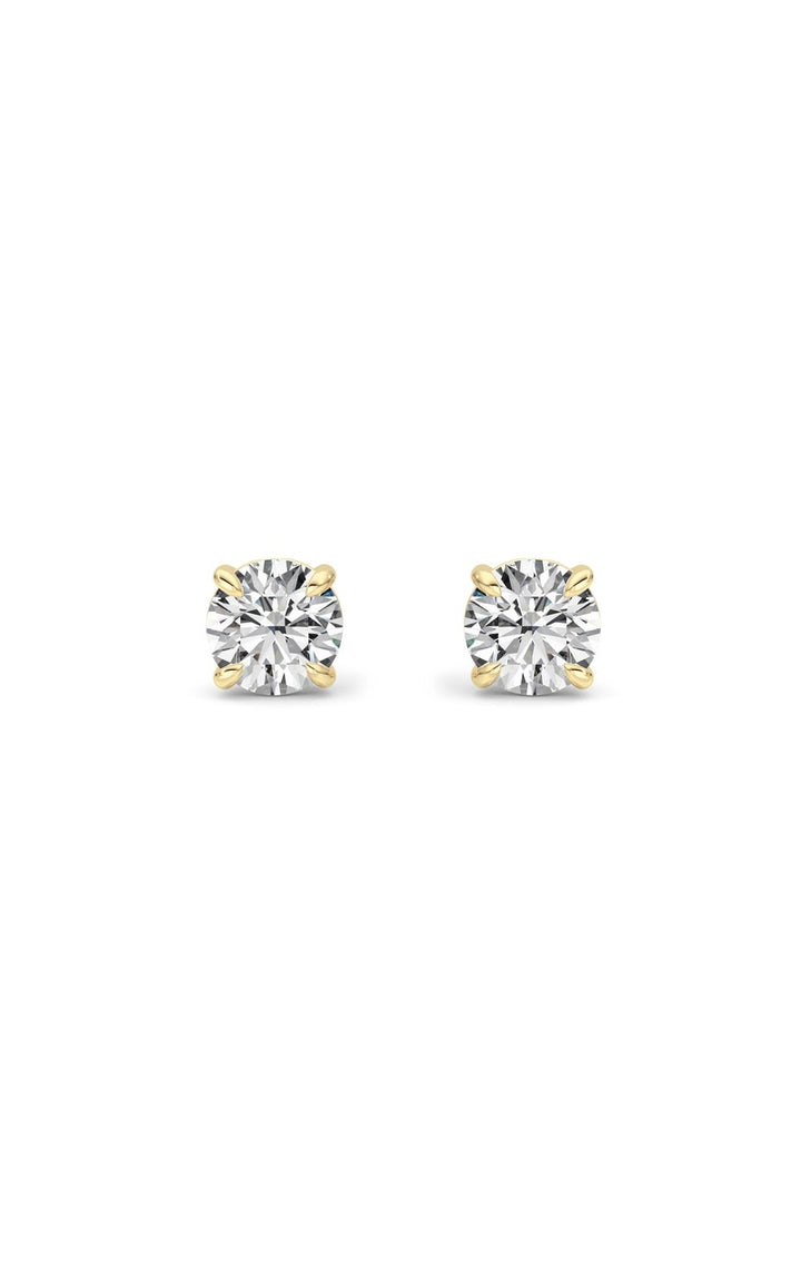 4Cttw Round Shaped Lab Grown Diamond (F/VS) Classic Basket Set Stud Earrings in 14K Gold