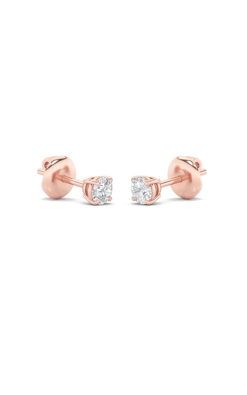 4Cttw Round Shaped Lab Grown Diamond (F/VS) Classic Basket Set Stud Earrings in 14K Gold
