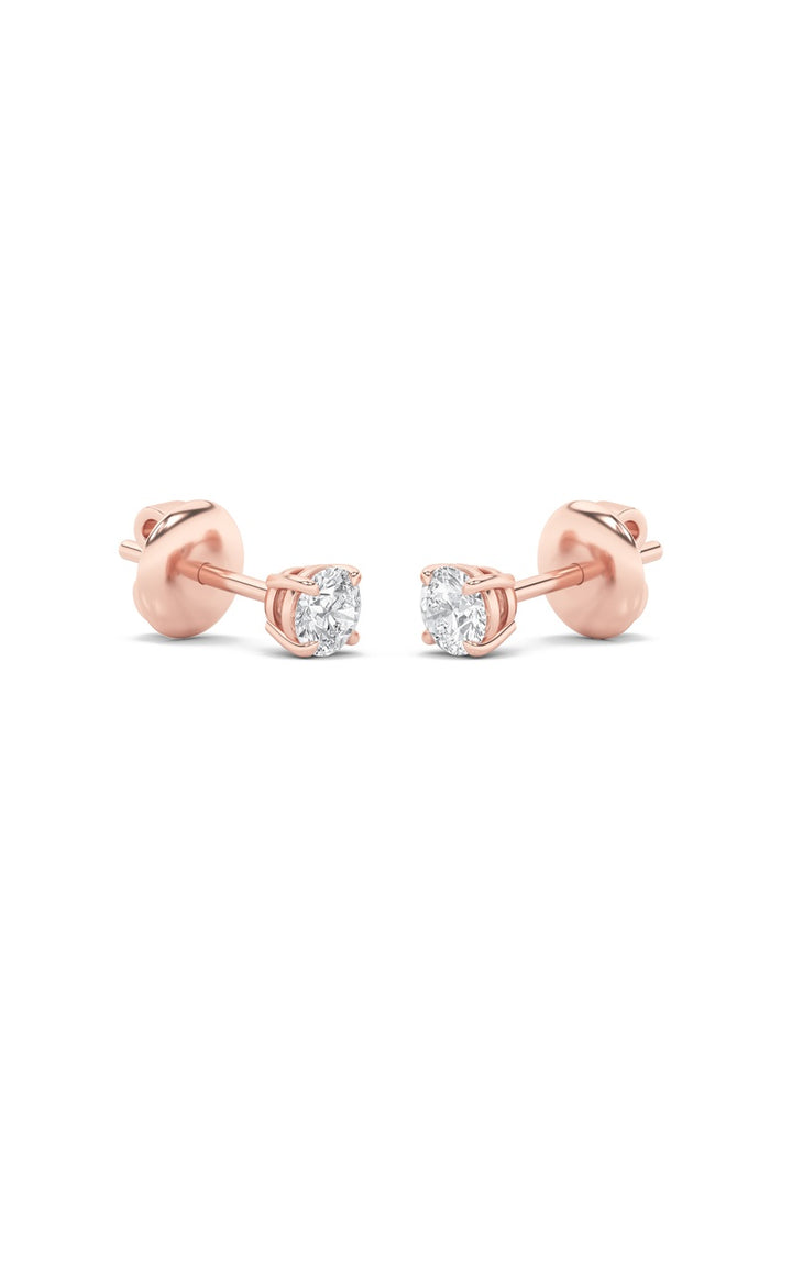 4Cttw Round Shaped Lab Grown Diamond (F/VS) Classic Basket Set Stud Earrings in 14K Gold
