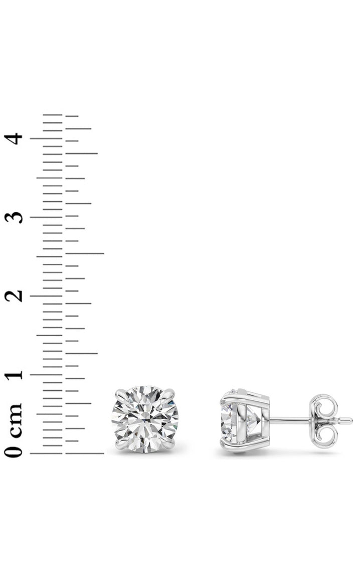 5Cttw Round Shaped Lab Grown Diamond (F/VS) Classic Basket Set Stud Earrings in 14K Gold