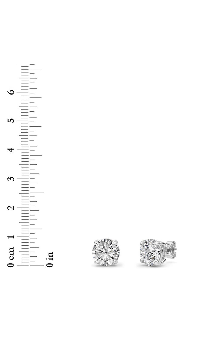 6Cttw Round Shaped Lab Grown Diamond (F/VS) Classic Basket Set Stud Earrings in 14K Gold