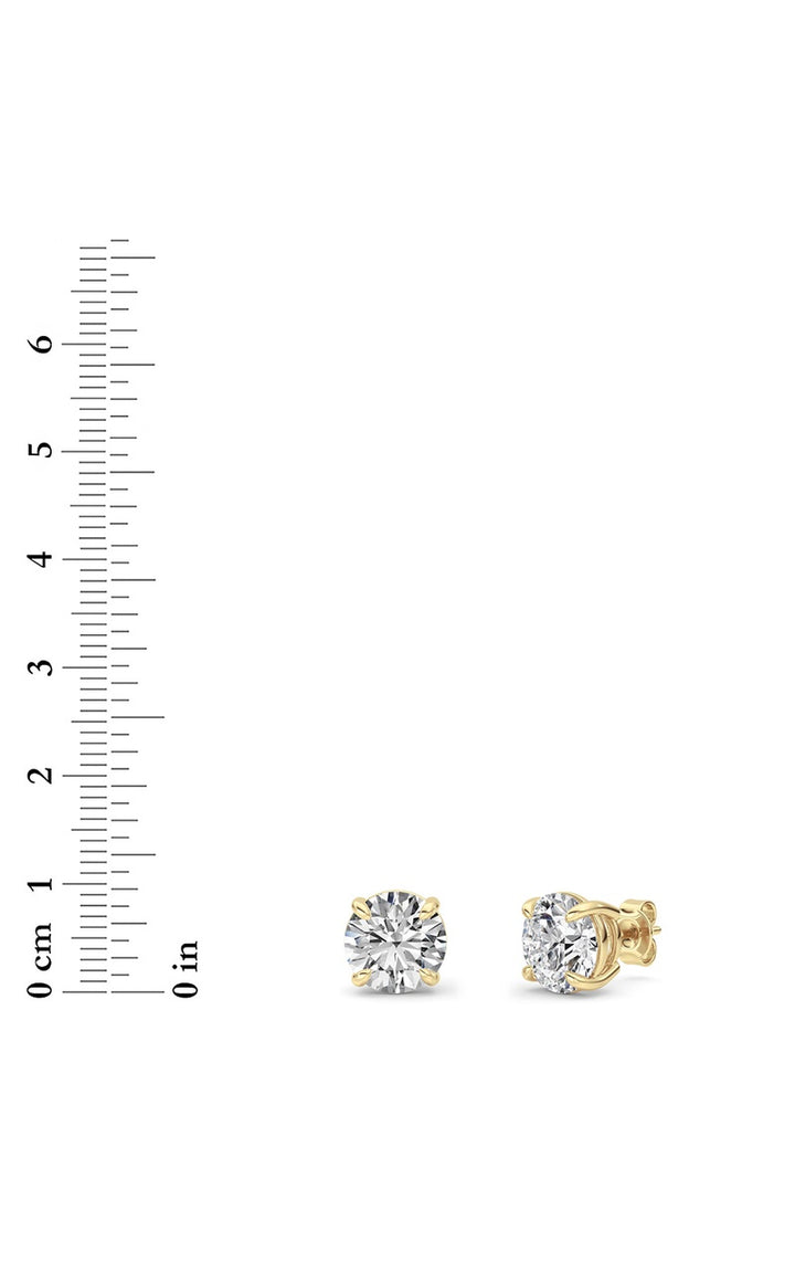 6Cttw Round Shaped Lab Grown Diamond (F/VS) Classic Basket Set Stud Earrings in 14K Gold