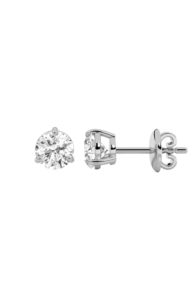 3Cttw Round Shaped Lab Grown Diamond (F/VS) Classic Basket Set Stud Earrings in 14K Gold