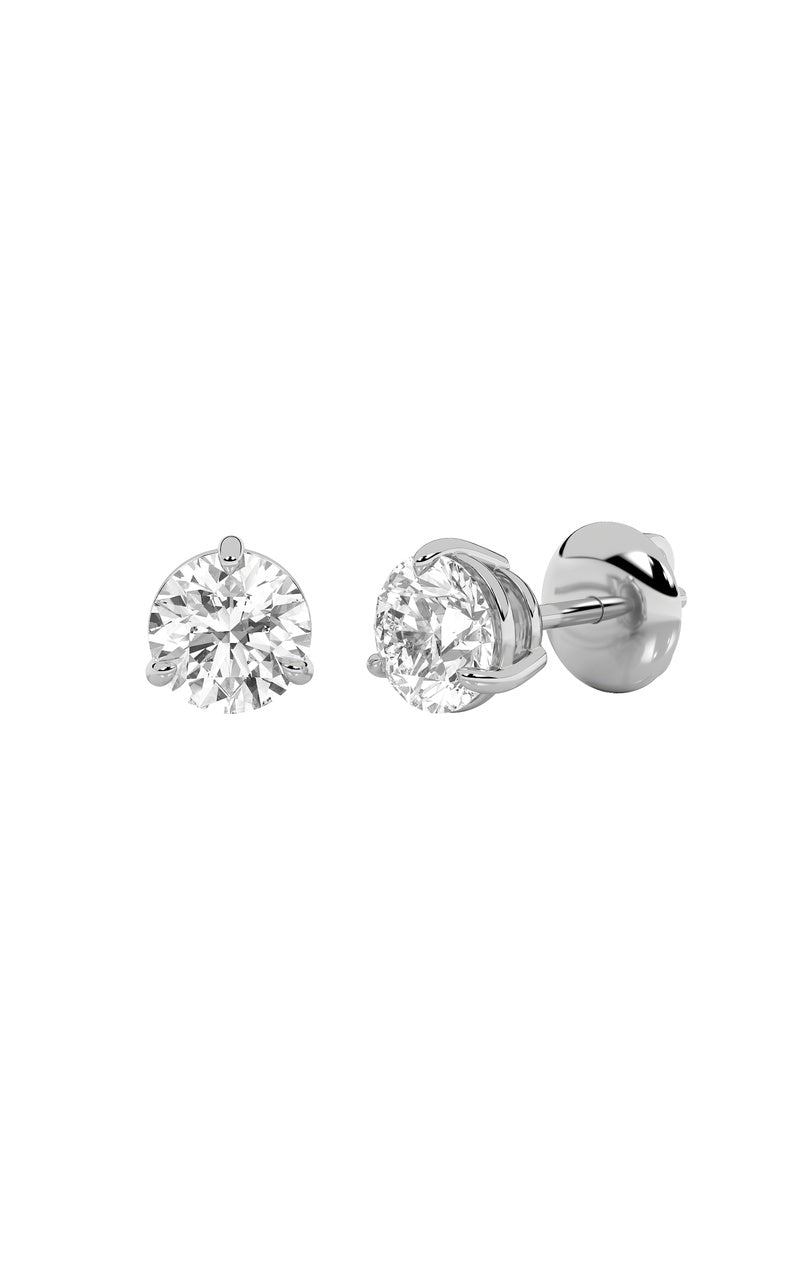 3Cttw Round Shaped Lab Grown Diamond (F/VS) Classic Basket Set Stud Earrings in 14K Gold